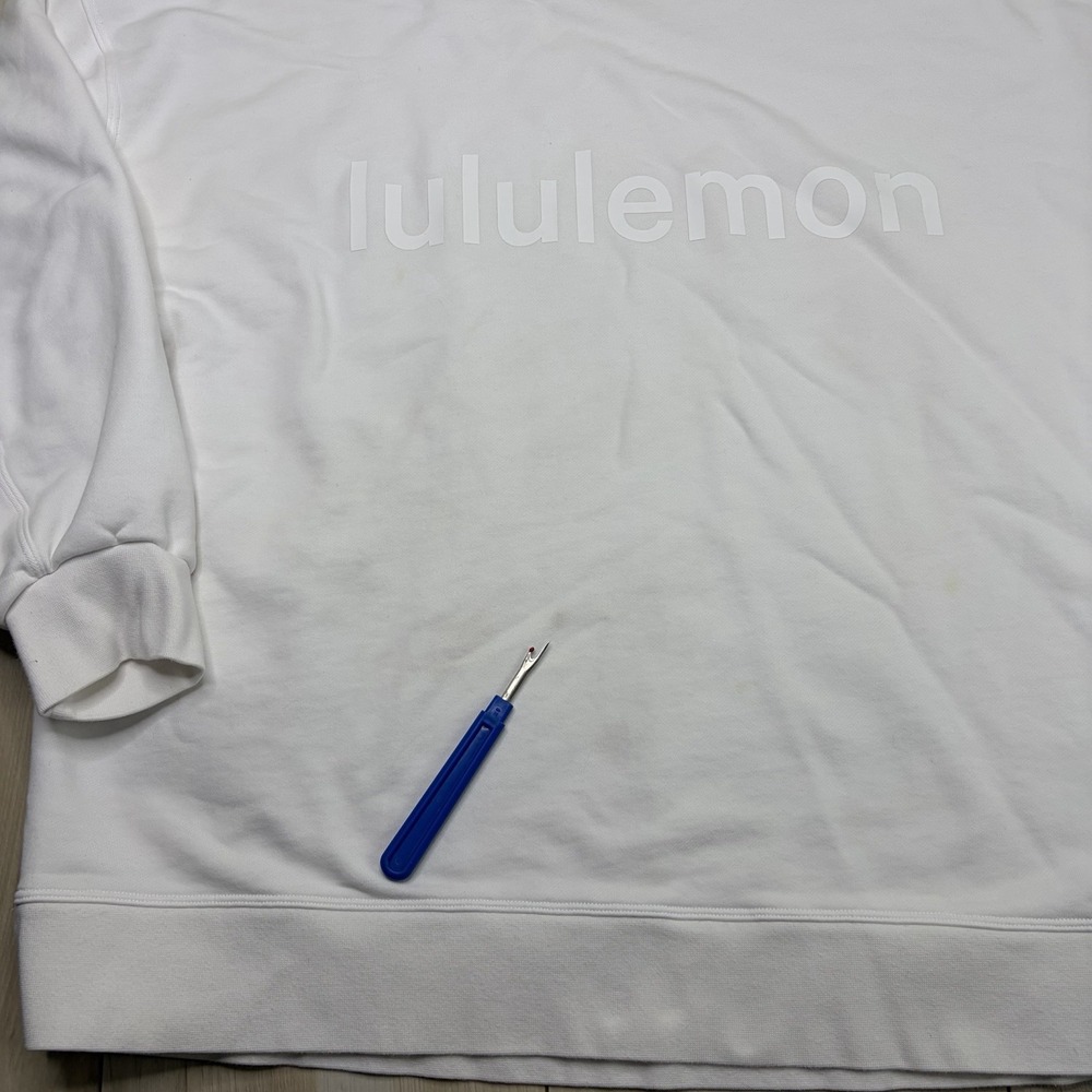 Lululemon Perfectly Oversized Sweatshirt Womens 10 White Crewneck SpellOut Crew - Picture 5 of 6
